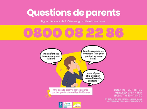 Visuel de la ligne d'coute à destination des parents : 0 800 08 22 86